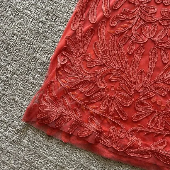 Sue Wong Womens Size 0 Coral Sleeveless Dress Designer Cocktail Embroidered NWOT - Picture 2 of 10